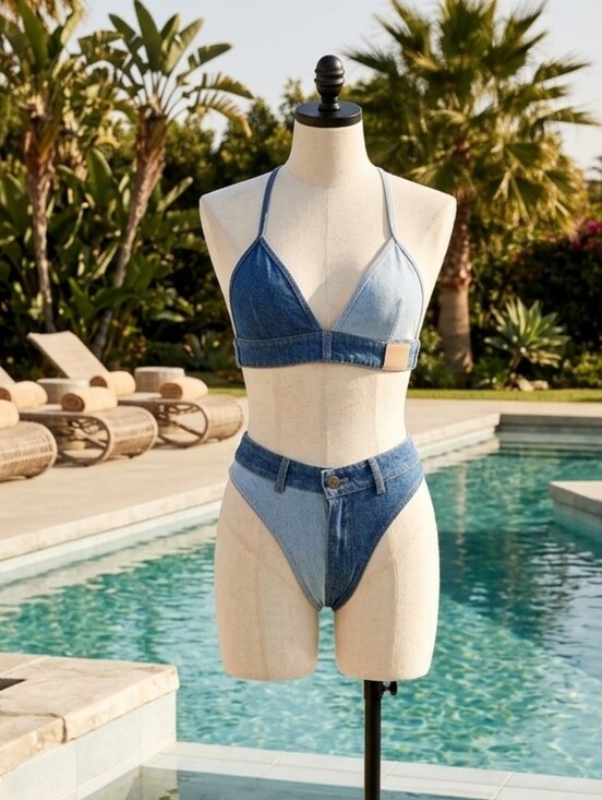Rehab Lab Other - REHAB LAB Pool Side Denim Bikini Set